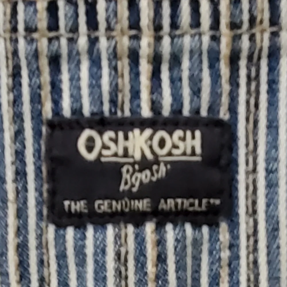 OshKosh B'gosh Railroad Stripes Navy White 100% Cotton Overalls Size 4T